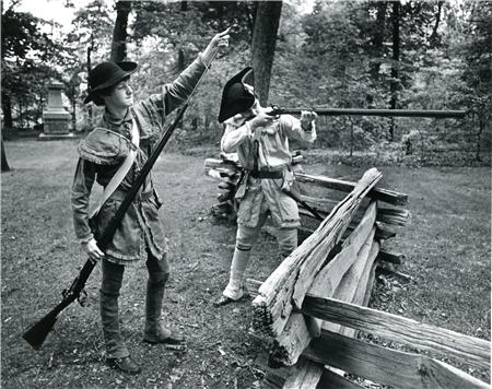 Revolutionary War militia reenactors at the Guilford Courthouse National Military Park